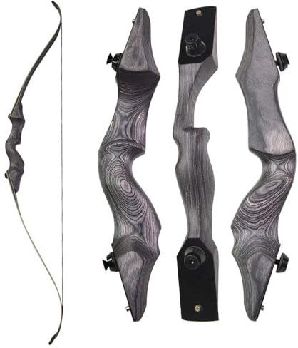 wolfman 60 Zoll Takedown Recurvebogen Set Erwachsene 25-65 Lbs BogenschießEn Jagdbogen Pfeil Und Bogen Set Erwachsene Sportbogen Recurve Bogen Set linkshändig Rechtshändig (Grau, Links 60Lbs)