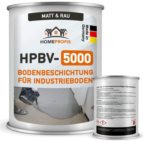 Home Profis®matter Werkstattboden | rutschfeste Dickbeschichtung (2,5m²) | 30 Farben | Hoch belastbarer Industrieboden | 2K Epoxidharz Verlaufsbeschichtung | RAL 7036 Platingrau | HPBV-5000