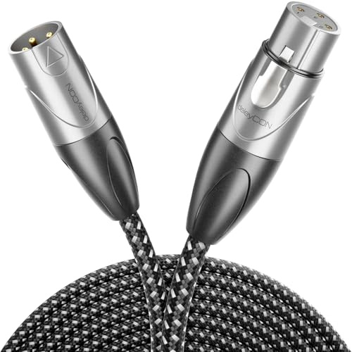deleyCON 10m Mikrofonkabel XLR Stecker auf XLR Buchse, OFC Kupfer, 3-polig | Studio Qualität, Kabel für Mikrofon, Verstärker, Mischpult, Aufnahmestudio, Lautsprecher und Aktivlautsprecher