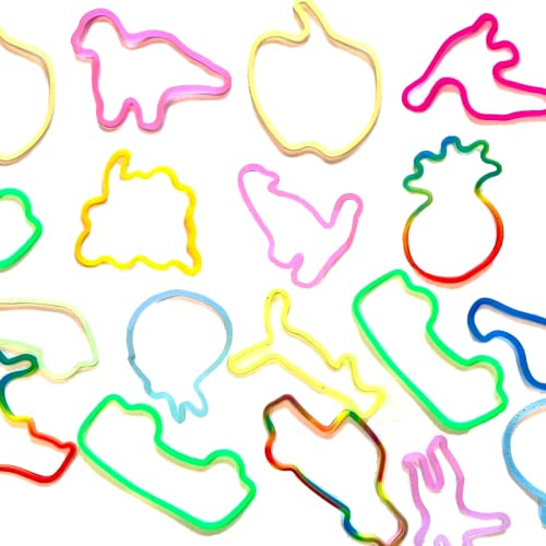 Wexbi home Mega Assortment Fun Bandz - Silicone Bandz Bracelets in a variety of vibrant colors and fun shapes, fun silly Toy for Children (144)