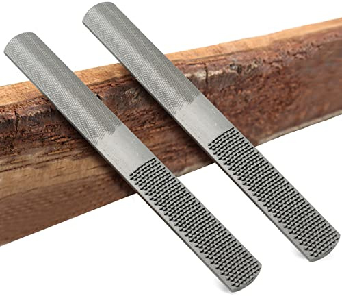 Litoexpe Lot de 2 râpes à bois de 20,3 cm 4 voies de qualité supérieure à haute teneur en carbone, râpe ronde, demi-ronde plate, limes à bois pour aiguiser les outils en bois et en métal
