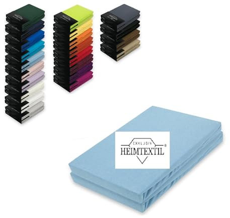 EXKLUSIV HEIMTEXTIL Doppelpack Marke Jersey Spannbettlaken 180-200 x 200 cm Hellblau