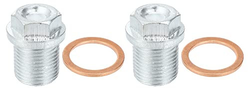 A ABSOPRO Tappo Coppa Olio Motore 2pz M18x1.5 Acciaio Motore Olio Scarico Tappo Vite per Volvo Argento Tono