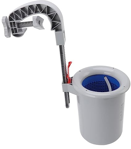 Miokycl Skimmer de Superficie de Piscina, Filtro Limpiador Automático Montado en la Pared Gris de Plástico, Colector de Residuos para Piscina