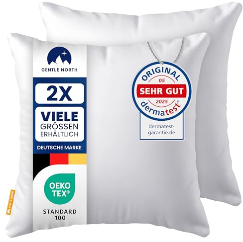 Gentle North Kopfkissen (80x80 cm groß) - 2er Set Kissen für Bett und als Dekokissen - Mit Reißverschluss für Füllung - Sofakissen - Zierkissen für Couch und Sofa - Ökotex - Waschbar bis 60° - Weiß