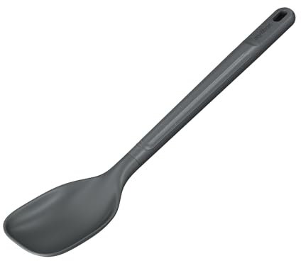 Zyliss Cucchiaio da cucina medio, in paglia di grano sostenibile/nylon, antiaderente, testa in silicone resistente al calore, utensile da cucina, grigio Beluga, 31 cm x 6 cm, lavabile in lavastoviglie