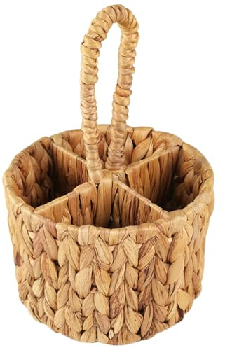 BESTonZON Arredamento Portaposate Intrecciato In Alghe Portaposate In Vimini Portautensili In Rattan Contenitore Per Posate Per Tavolo Da Cucina Picnic All'aperto