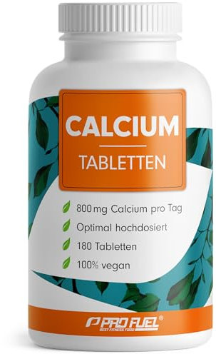 Calcium Tabletten 180x - optimal hochdosiert mit 800 mg Calcium pro Tag - Erhalt normaler Knochen & Zähne - laborgeprüft mit Zertifikat - ohne unerwünschte Zusätze - 100% vegan - Vorrat für 90 Tage