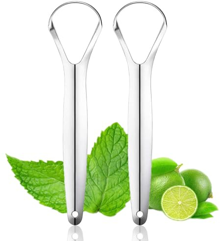 2Pack Tongue Scraper Metal Stainless Steel Tongue Scrapers for Adults Restore Fresh Breath Improve Taste and Oral Health with Our Tongue Cleaners Suitable for Fresher Breath in Seconds
