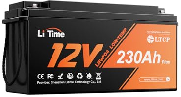 LiTime LiFePO4 12V 230Ah Lithium Batterie für Solar und Wohnmobil | 200A BMS, 4000+ Tiefzyklen, Untertemperaturschutz, Schutzklasse IP65, 2944Wh, für Boot, Heimspeicher