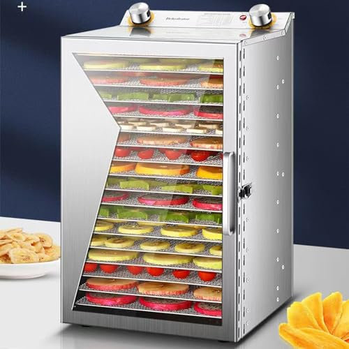 guoyjmm Commercial Food-Dehydrator Machine 18 Trays, Large Food-Dehydrator for Jerky 30℃-90℃,Stainless Steel Dehydrator for Fruit,Meat, Beef, Jerky, Vegetables,Herbs 800W