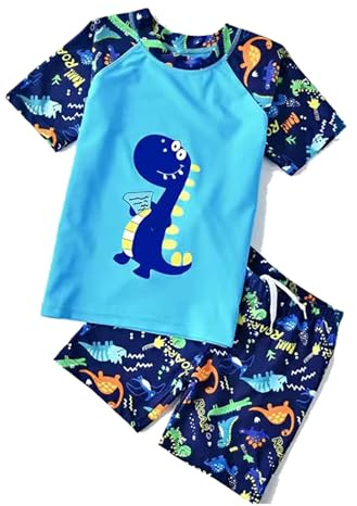 NautySaurs pojkar baddräkt barn tvådelad baddräkt barn utslag vakt t-shirt badshorts set dinosaurie badkläder