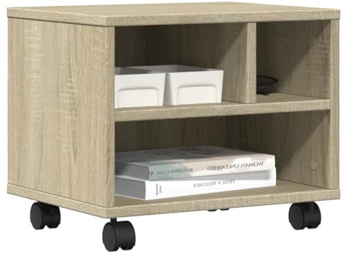 Gecheer Druckerständer mit Rollen, Druckertisch, Druckerhalter, Druckerwagen, Sonoma-Eiche 41x32x34,5 cm