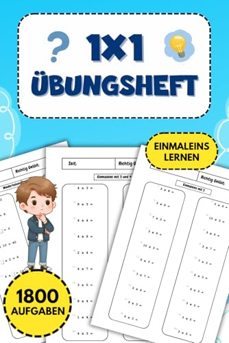 1x1 Übungsheft: Einmaleins lernen mit 1800 Aufgaben