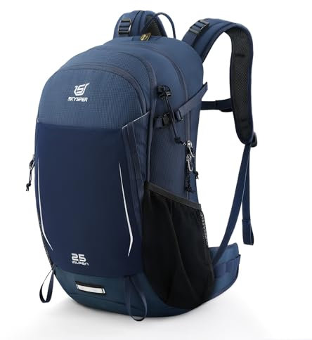 SKYSPER Wanderrucksack Herren 25L mit Rückenbelüftung und Netzrücken,Trekkingrucksack mit Hüftgürtel für Camping Outdoor Wandern Reisen Urlaub