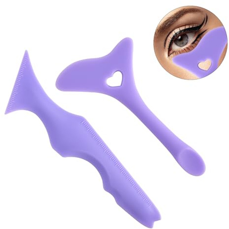 2 Stück Silikon-Eyeliner Schablone, wiederverwendbar, Werkzeug für Eyeliner, Applikator-Set für Anfänger und Profis (Violett)