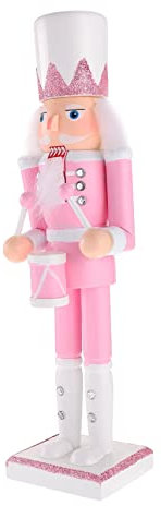 KONTONTY Cascanueces De Madera Navideño De 30 Cm, Figura De Soldado Decorativa De Escritorio, Acabado Color Rosa, Adorno Artesanal para Decoración De Navidad, Adecuado para Sala y Habitación