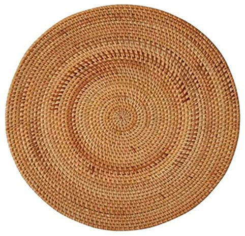 Runioney Tovagliette Intrecciate nel Rattan, Sottopiatti, Tovagliette Antiscivolo Resistenti al, Tovagliette nel Vimini, Sottopentole per Piatti Caldi Rotondi, 40 Cm