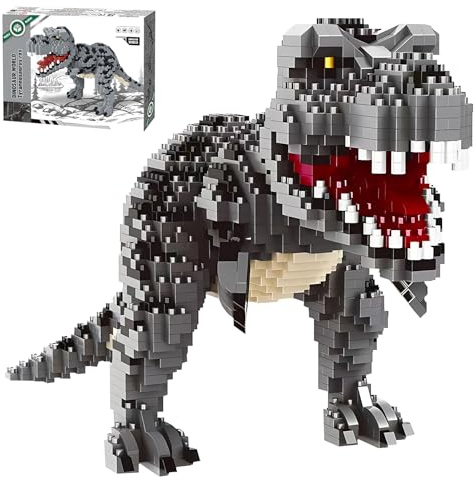 CSNRHG Dinosaur Tyrannosaurus Rex Model Decor Micro Mini Blocks Velociraptor Building Blocks Toy Birthday for Age 6+ Children Adults Teens 1530 Pieces