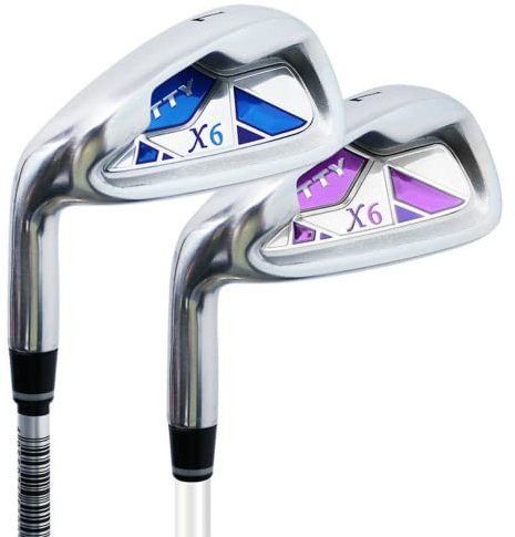 HSWOYEA Linkshänder 7-Eisen Golfschläger für Männer Frauen Single Carbon/Stahl Körper R-Level Anfänger Schwung Golf Eisen