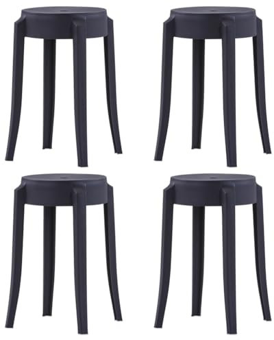 AJJHUUKI Gartenmöbel-Stapelhocker, 4 Stück, schwarz, Kunststoff-Möbel