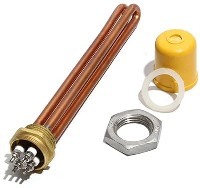 KAYOUDE 1 Inch/DN25 Immersion Water Heater Part With Accessory All Copper Electric Heating Element 220V 3KW/6KW/9KW/12KW(Cover Nut,220V-12KW)