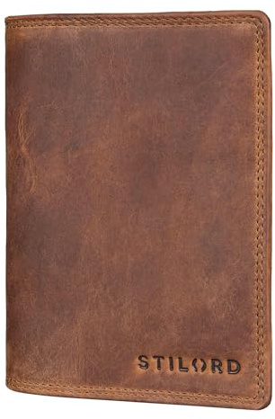 STILORD 'Dima' Hochwertiges Kartenetui Leder Herren & Damen Geldbörse ohne Münzfach Multifunktionale Fahrzeugschein-Mappe Reisepasshülle Kreditkartenetui mit RFID Schutz, Farbe:mittel - braun