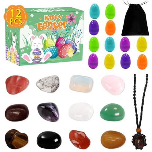 Huevos de Pascua con piedras preciosas, juguetes de cristal para llenar la cesta de Pascua, búsqueda de huevos de Pascua, regalos de fiesta de Pascua, juego de juguetes para niños, niñas, niños,