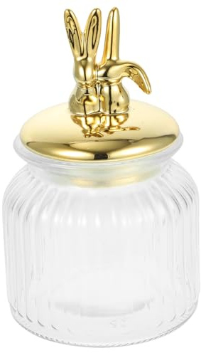 Alipis Bunny Ear Glass Storage Jar Large Capacity Glass Canister with Airtight Lid for Bulk Food Biscuits Rice Sugar Flour Tea Coffee for Kitchen Table Decoration
