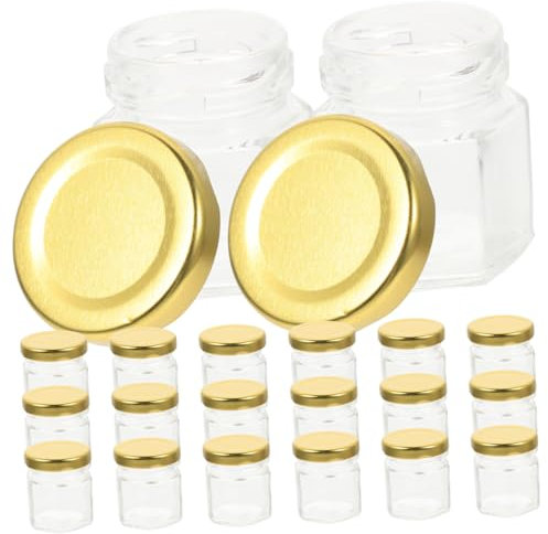 Cabilock 20piezas Tarros De Miel Hexagonales Transparentes Dispensador De Miel Tarro De Vidrio Con Tapa