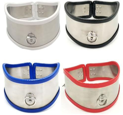 Edelstahl SM Halsband Halsfessel Abschließbare Kragen Halsfessel BDSM Bondage Fetisch Halsbänder Sklaven Erwachsene Rolle Spielen BDSM Sklaven Sexspielzeug für Cosplay(Black)