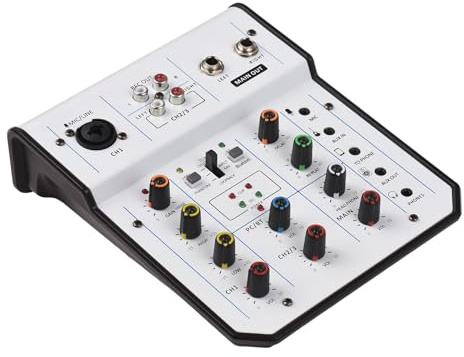 Qukaim omixers&recordingaccories - Consola de mezcla de 3 canales, mezclador multifuncional con alimentación fantasma de 48 V, fuente de alimentación tipo C, conectores XLR/6.35mm/3.5mm para estudio