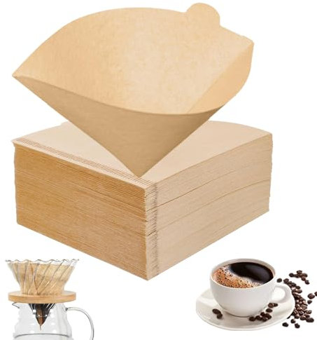 Kaffeefilter Papier, V-Förmiger Kegel - 200 Stück für Kaffeemaschinen, Kaffeekanne, Filterbecher (1-2 Tassen)