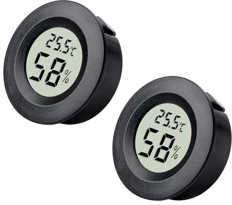 Goerpn Hygrometer Humidity Meter Sensor Small Round Room Thermometer | Temperature Humidity Monitor for Home Office, Thermostat for Reptile Tank, Tortoise, Bearded Dragon, Leopard Gecko, 2 Pack