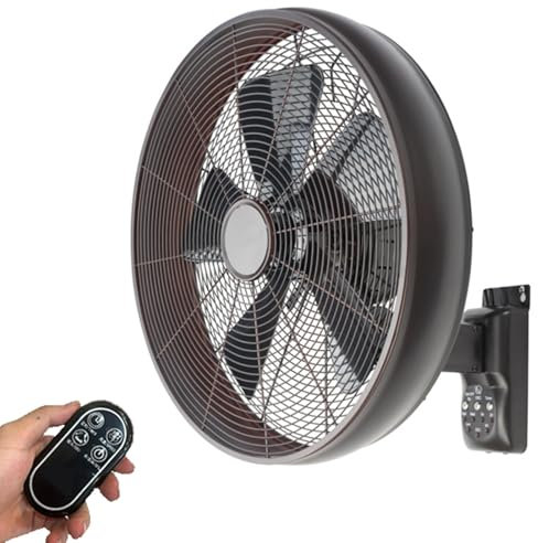 Ventilador De Pared Oscilante con Mando A Distancia Temporizador Y 3 Velocidades, Potente con 5 Aspas, Cabezal Ajustable E Inclinable, Instalación Sencilla(A 45CM/16IN)