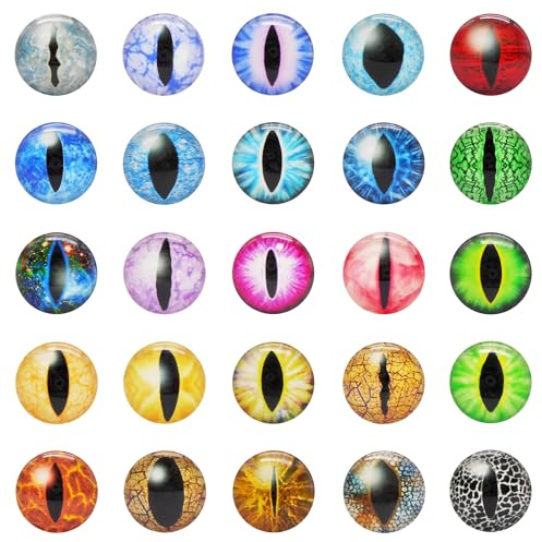 Julie Wang 40PCS 20MM Glow in The Dark Dragon Eyes Animal Vertical Slit Pupil Eye Glass Cabochon for Sculptures Props Jewelry Crafts Making