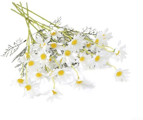 Fiori di margherita artificiali realistici, 7 pezzi, fiori di camomilla finta seta, 50 cm, decorazione per la casa, bouquet di nozze, composizione per soggiorno, tavolo da pranzo, patio, giardino