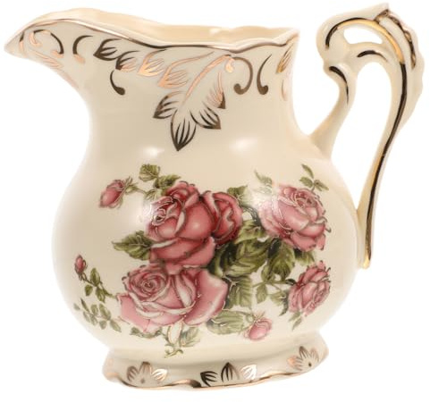 ERINGOGO Pot à Lait Céramique Style Européen Vintage avec Bec Verseur et Poignée Confortable pour Café Sirop et Sauces Maison et Café