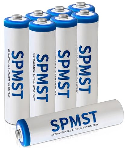 SPMST Rechargeable AAA Batteries Lithium 8 Pack,1200mWh 1.5V Constant Output Triple a Lithium Batteries 1600 Cycles Long Lasting.