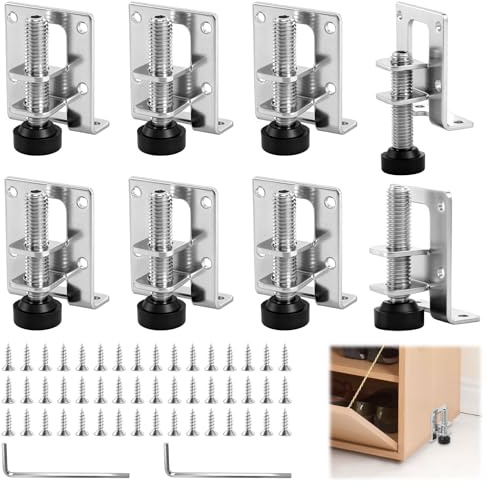 AOROPS Verstellbare Möbelfüße Set, 8 Stück Höhenverstellbare Füsse 55/102mm, Metall Möbelfüße Höhenverstellbar mit 48 Kleine Schraube 1 Inbusschlüssel für Möbel Tisch Regale Schränke