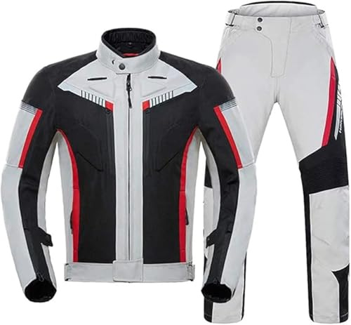 JuanNest Motorrad Kombi Herren 2Teilig Mit Protektoren,Motorrad Bekleidung Mit Herausnehmbares Thermofutter, Wasserdicht, Winddicht Motorrad 600D Oxford Motorradbekleidung Männer,Bikerjacke A,XL