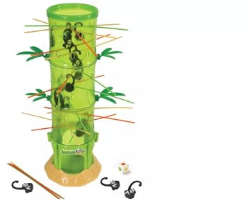 AIDNI Tumblings Pandas Family Board Game, Green Bamboo Tower Design, Interactive Falling Panda Game with Sticks and Dice, Kids Party Game
