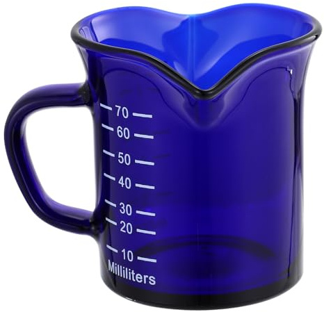 Healeved Tasse à Café en Verre Bleu 200 Ml Double Bec Verseur, Verre Doseur Cuisine Multifonction, Mug à Café et Tasse à Mesurer pour Usage Domestique et Professionnel