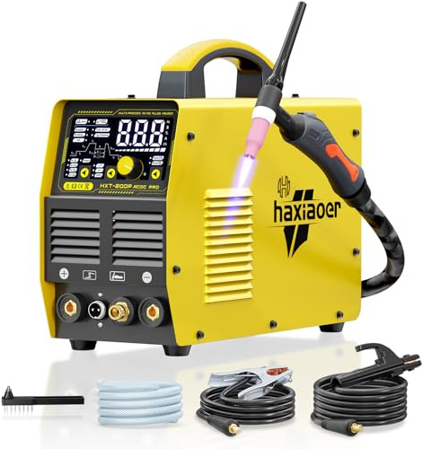 Hanxiaoer Poste à souder WIG AC DC 200 A 7 en 1 multifonction AC WIG/DC WIG/MMAE-hand/Argon/Soudage par points, Écran LED numérique avec accessoires pour aluminium et acier