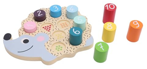 Topiky Rompecabezas de Números de Madera, Juguete Cognitivo en Forma de Erizo para Niños Pequeños de 3 Años o Más, Juego de Clasificación y Conteo de Colores de Educación Temprana, Tablero de