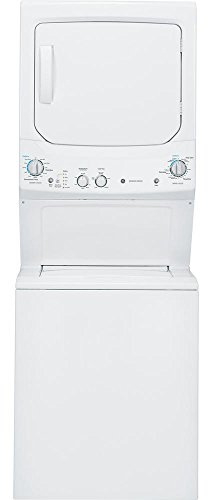 GE GUD27ESSMWW Unitized Spacemaker 3.8 Washer with Stainless Steel Basket and 5.9 Cu. Ft. Capacity Electric Dryer, White
