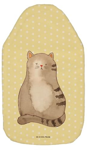 Mr. & Mrs. Panda Wärmflasche Katze Sitzen - Geschenk, Katzenfan, Kater, flauschig, Katzenaccessoires, Familie, Bettflasche, Kleine Wärmflasche,