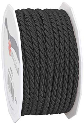 PRÄSENT C.E. Pattberg Mosel Kordel schwarz, 25 m geflochtene Schnur für Geschenke, Päckchen, 4 mm Breite, Zubehör zum Dekorieren und Basteln, reißfestes Dekoband