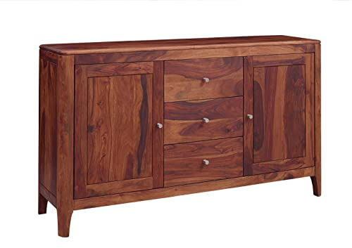 MASSIVMOEBEL24.DE | Brooklyn Sideboard aus Massivholz #22 Sheeshamholz - walnuss, geölt mit 2 Türen + 3 Schubladen 164x40x86cm Kommode TV-Sideboard TV-Board