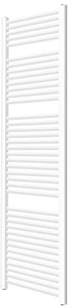 Aquamarin® Secador de Toallas de Baño - De Pared, 1800x600mm, Agua Caliente, Acero, Vertical, Entrada Central o Lateral, Blanco - Radiador de Baño, Calentador de Toallas, Calefacción, Toallero